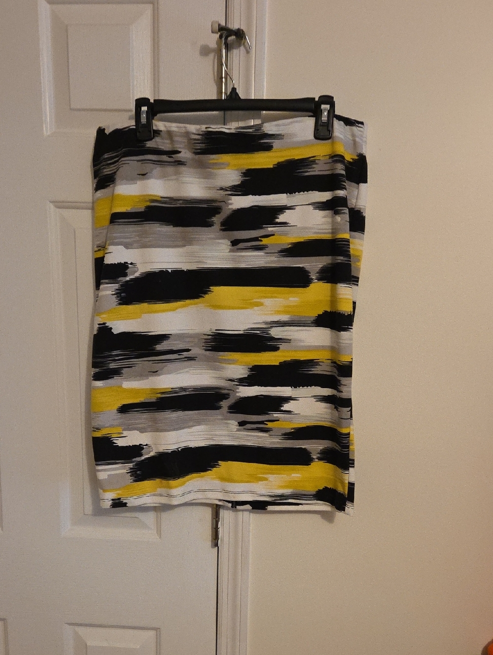 Jules Striped Brushstroke Pencil Skirt - Yellow, Black & White